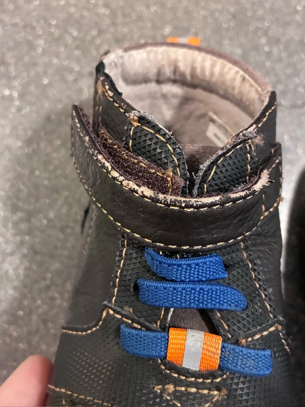 See Kai Run Toddler High Top Sneakers Black Blue Hook & Loop Shoes Size 9.5